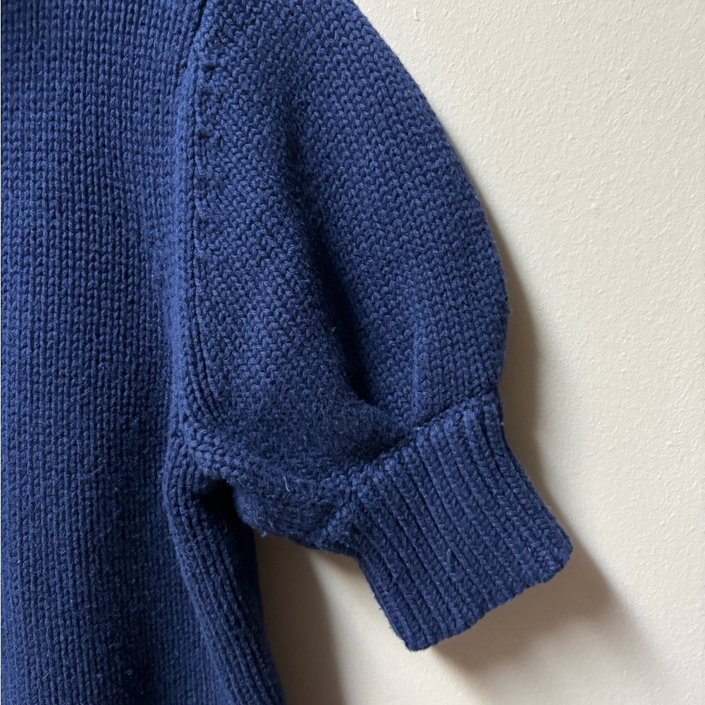 Adam Lippes Collective Navy Blue Puff Sleeve Turtleneck Sweater Size M - Picture 3 of 9